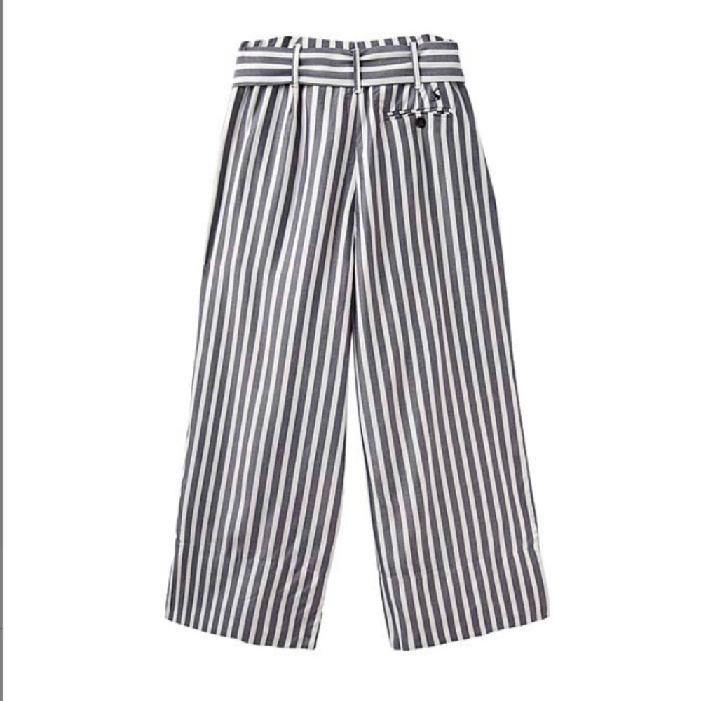 NWT Joules Blue and Cream Striped Baggy Linen Pants - Picture 2 of 8